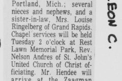 Leon C Hendee Obit